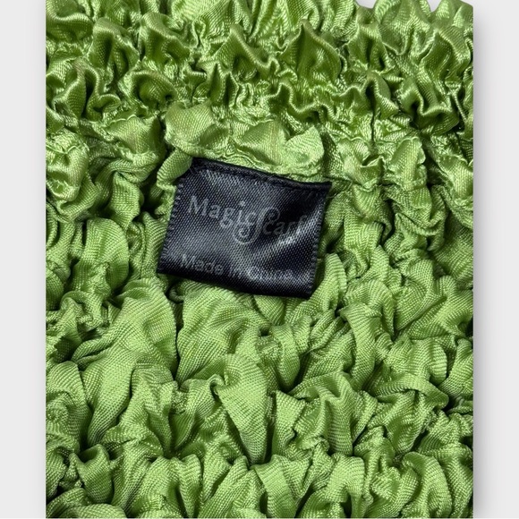 Magic Scarf Popcorn Shirt Lime Green Y2K Bubble Crinkle Button Front Cardigan OS - Picture 6 of 7